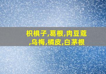 枳椇子,葛根,肉豆蔻,乌梅,橘皮,白茅根