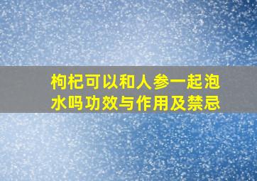 枸杞可以和人参一起泡水吗功效与作用及禁忌