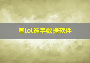 查lol选手数据软件