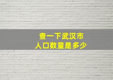 查一下武汉市人口数量是多少