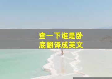 查一下谁是卧底翻译成英文