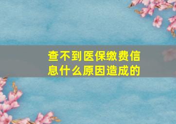 查不到医保缴费信息什么原因造成的