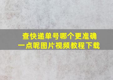 查快递单号哪个更准确一点呢图片视频教程下载