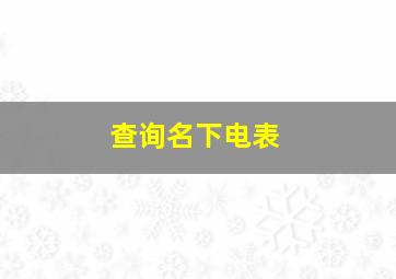 查询名下电表