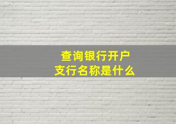 查询银行开户支行名称是什么