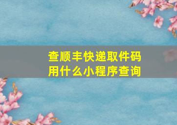 查顺丰快递取件码用什么小程序查询