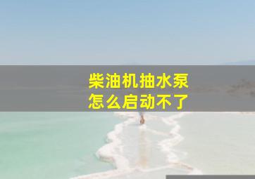 柴油机抽水泵怎么启动不了