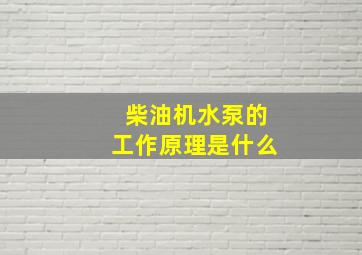 柴油机水泵的工作原理是什么