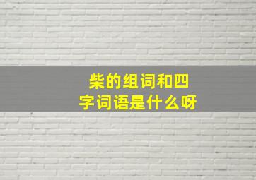 柴的组词和四字词语是什么呀