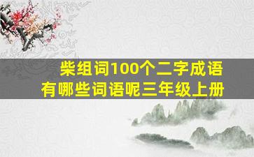 柴组词100个二字成语有哪些词语呢三年级上册