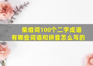 柴组词100个二字成语有哪些词语和拼音怎么写的