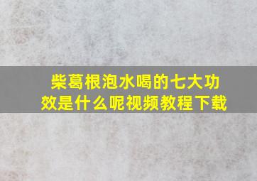 柴葛根泡水喝的七大功效是什么呢视频教程下载