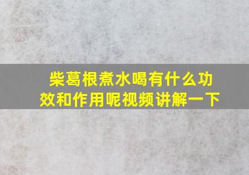 柴葛根煮水喝有什么功效和作用呢视频讲解一下