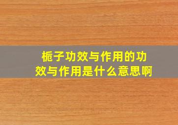 栀子功效与作用的功效与作用是什么意思啊