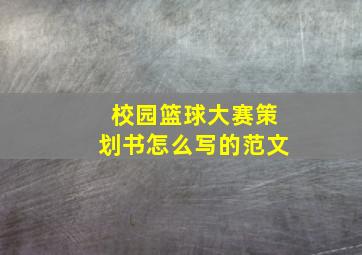 校园篮球大赛策划书怎么写的范文