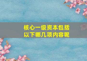 核心一级资本包括以下哪几项内容呢