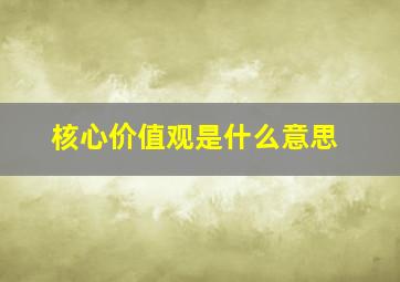 核心价值观是什么意思