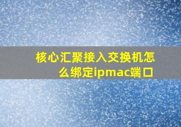 核心汇聚接入交换机怎么绑定ipmac端口