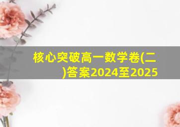 核心突破高一数学卷(二)答案2024至2025