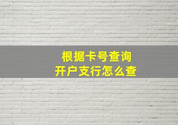 根据卡号查询开户支行怎么查