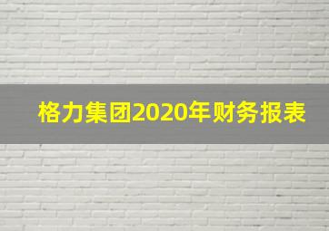 格力集团2020年财务报表