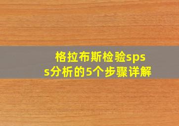 格拉布斯检验spss分析的5个步骤详解