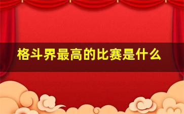 格斗界最高的比赛是什么