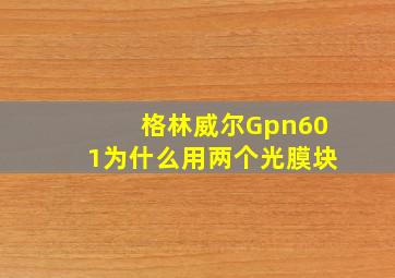 格林威尔Gpn601为什么用两个光膜块