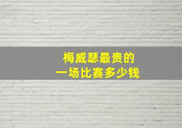 梅威瑟最贵的一场比赛多少钱