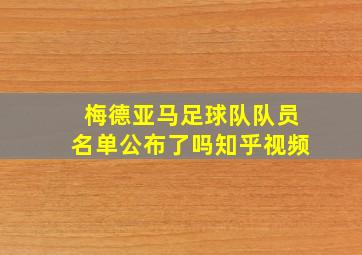 梅德亚马足球队队员名单公布了吗知乎视频