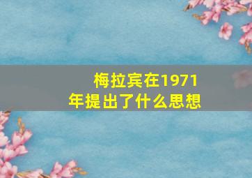 梅拉宾在1971年提出了什么思想