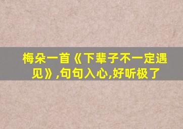 梅朵一首《下辈子不一定遇见》,句句入心,好听极了