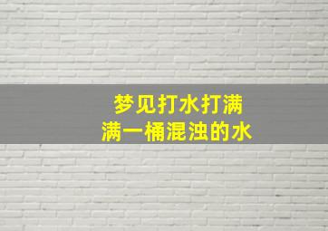 梦见打水打满满一桶混浊的水