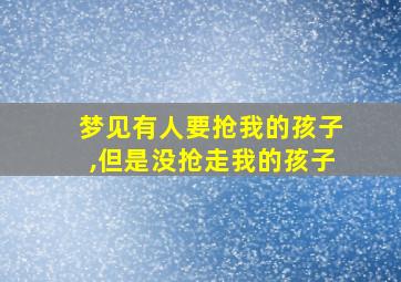 梦见有人要抢我的孩子,但是没抢走我的孩子