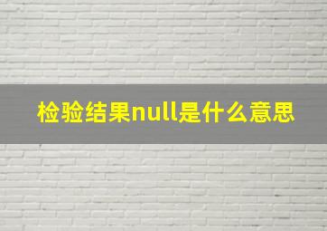 检验结果null是什么意思