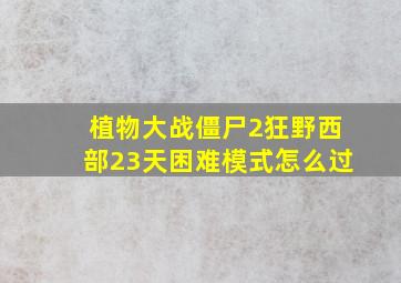 植物大战僵尸2狂野西部23天困难模式怎么过