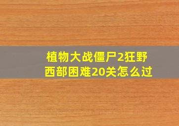 植物大战僵尸2狂野西部困难20关怎么过