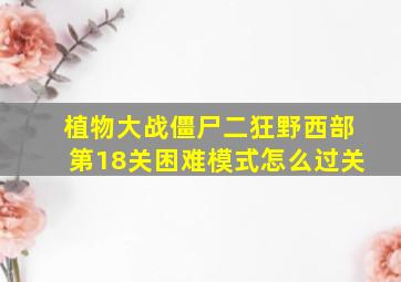 植物大战僵尸二狂野西部第18关困难模式怎么过关