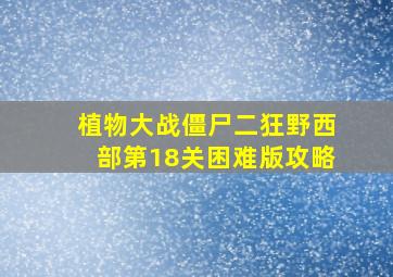 植物大战僵尸二狂野西部第18关困难版攻略