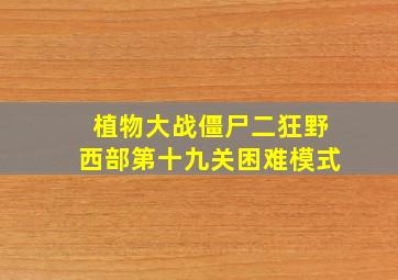 植物大战僵尸二狂野西部第十九关困难模式