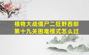 植物大战僵尸二狂野西部第十九关困难模式怎么过