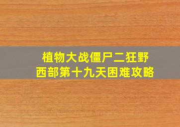 植物大战僵尸二狂野西部第十九天困难攻略