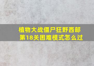 植物大战僵尸狂野西部第18关困难模式怎么过