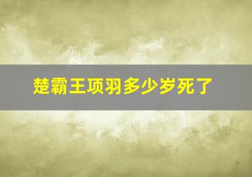 楚霸王项羽多少岁死了