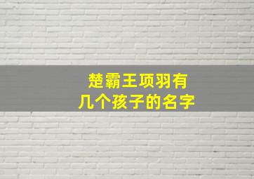 楚霸王项羽有几个孩子的名字