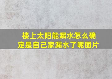 楼上太阳能漏水怎么确定是自己家漏水了呢图片