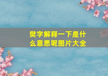 樊字解释一下是什么意思呢图片大全