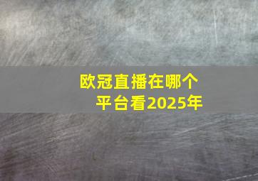 欧冠直播在哪个平台看2025年