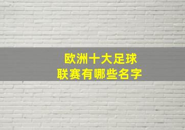 欧洲十大足球联赛有哪些名字