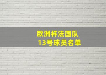 欧洲杯法国队13号球员名单